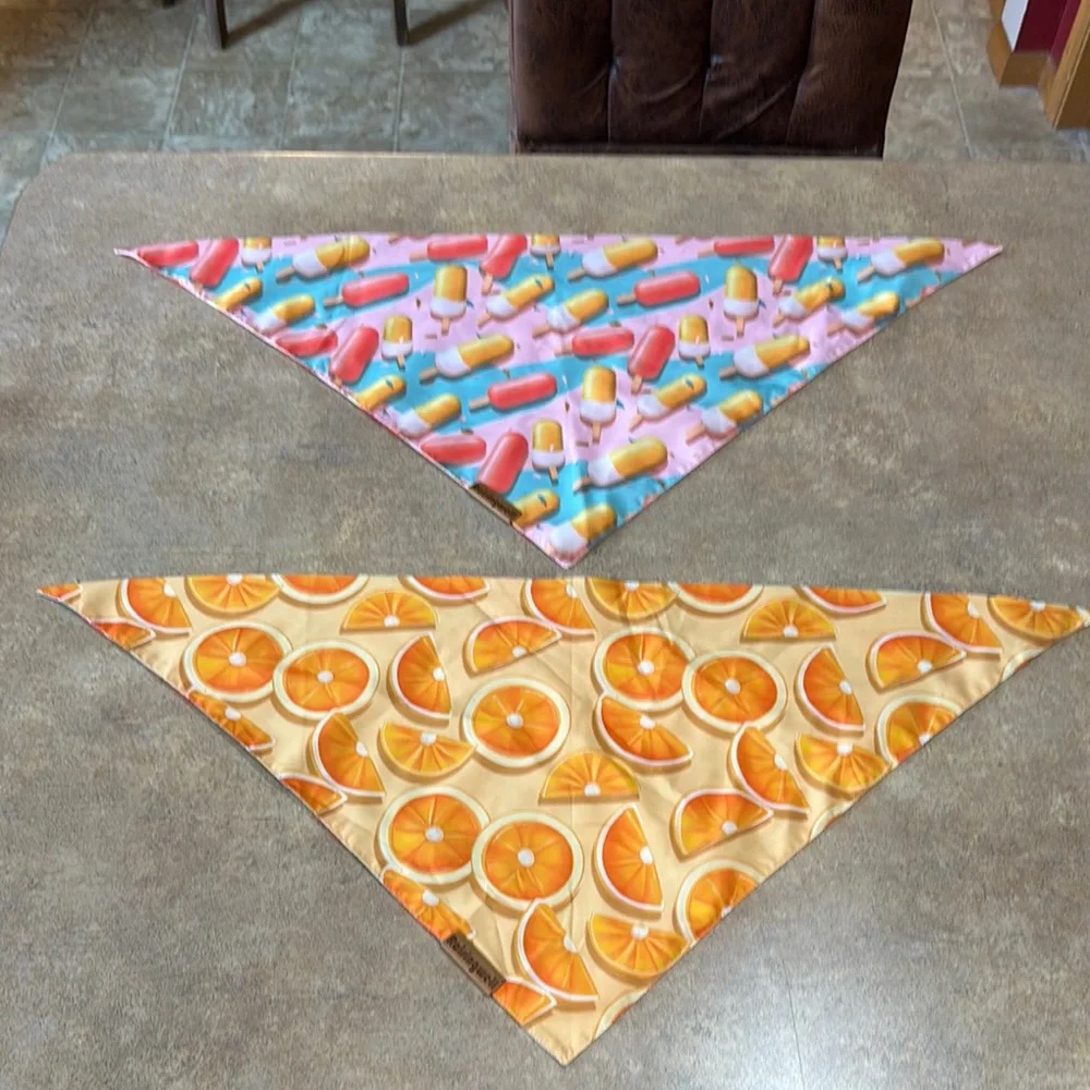 2 Raising Well pet bandanas reversible